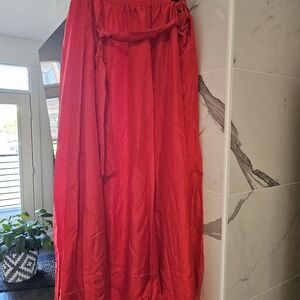 Banana Republic (BR) red silk long maxi skirt XL NWT